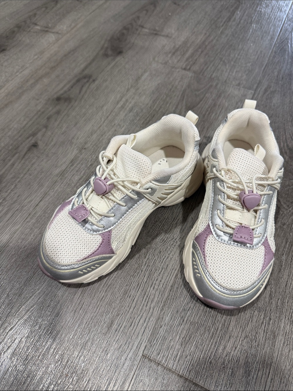 Kids Cream & Lilac Chunky Mesh Sneaker